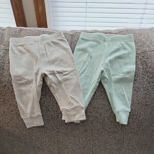 Kids Soft Cotton Pants Set - Cream and Mint